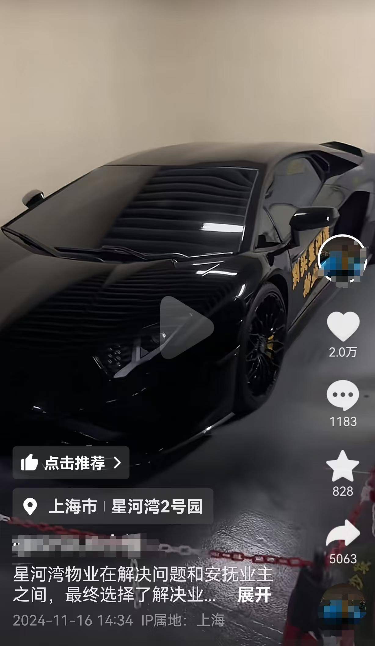 上海千万豪宅业主在百万豪车上喷字<strong></p>
<p>鲸探</strong>，星河湾物业回应