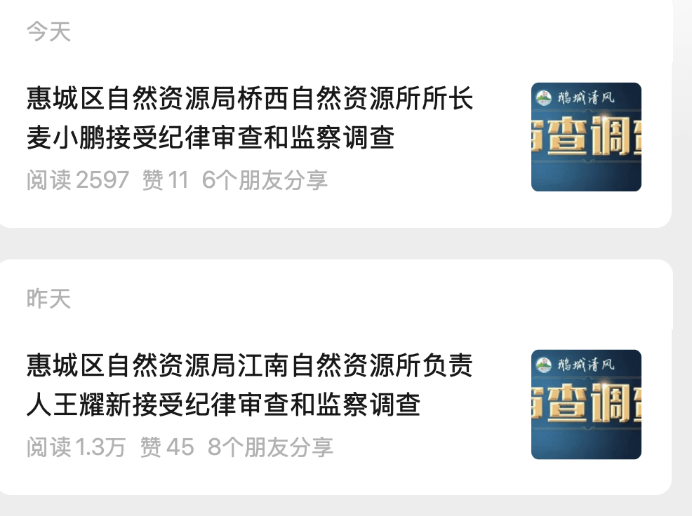 连续两天<strong></p>
<p>数藏</strong>，惠州一地一所长、一所负责人被查！