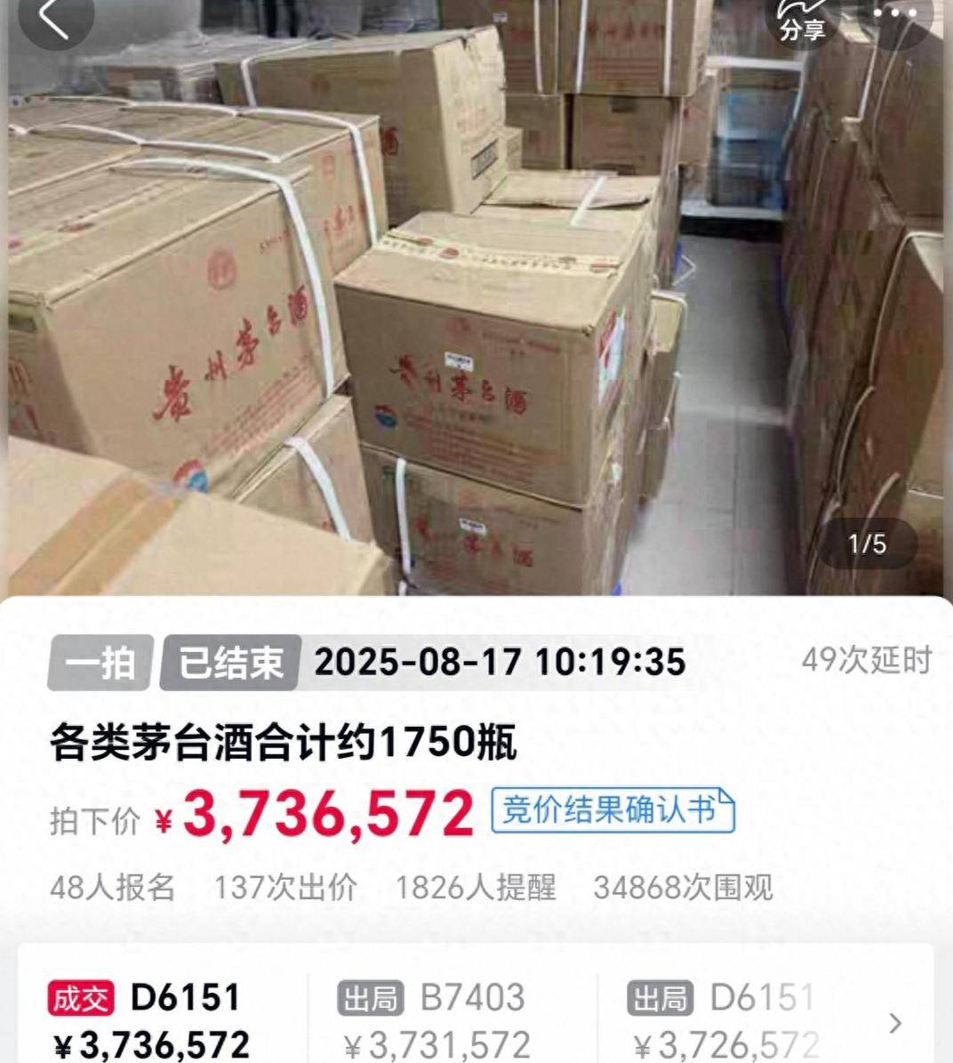 1750瓶茅台373万余元被法拍<strong></p>
<p>币圈项目群</strong>，一原所有人已被执行死刑