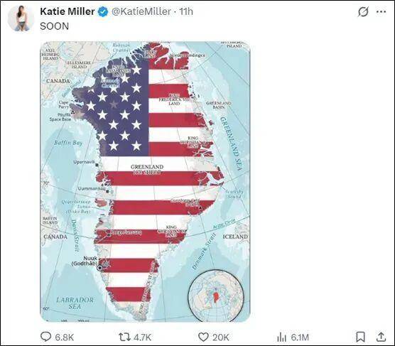 美国白宫高官之妻、保守派网红社媒发帖暗示美国要“拿下格陵兰岛”<strong></p>
<p>xrp行情</strong>，丹麦驻美大使发声：我们希望丹麦的领土完整能得到充分的尊重