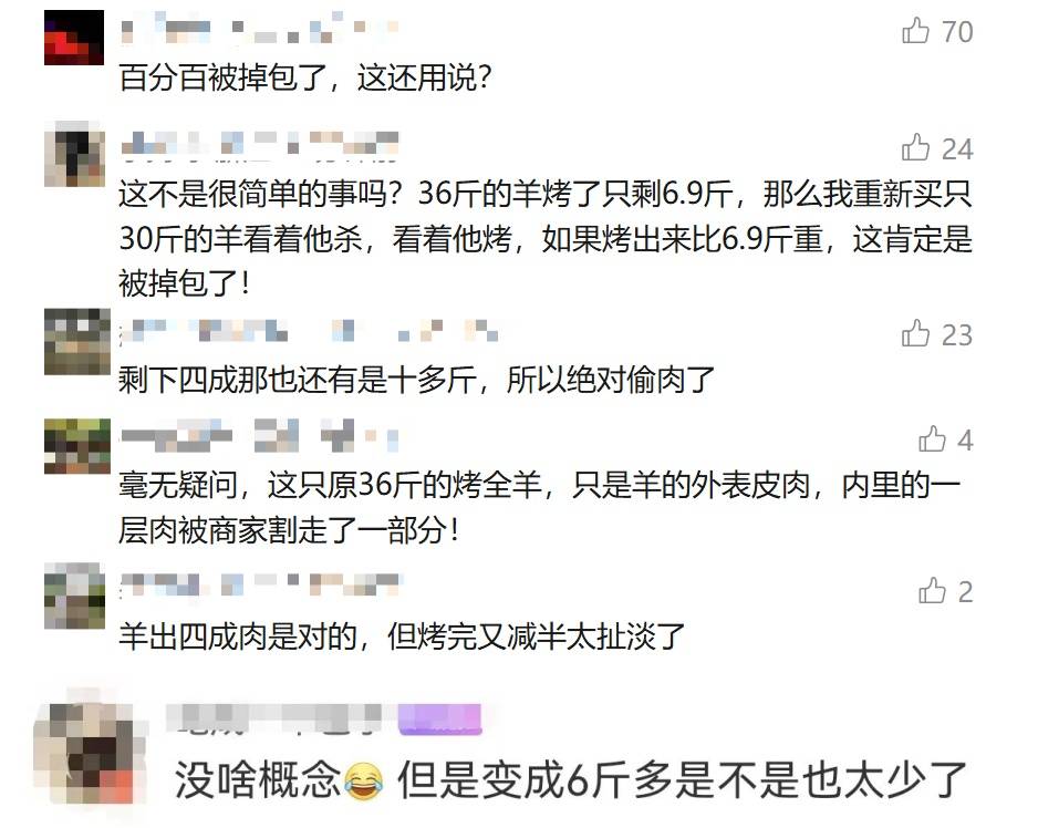 36斤活羊烤完剩6.9斤！商家解释气炸消费者<strong></p>
<p>现货挂牌</strong>，网友纷纷化身"神算子"